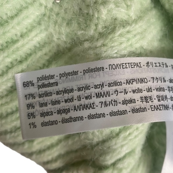NWOT Zara Wool & Alpaca Blend Light Green Knit Sweater with Pearls - Picture 9 of 9